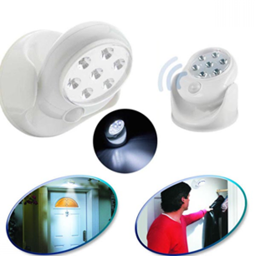 360 Degree Rotation Wireless Indoor Motion Sensor 7 LED Security Safety Light
