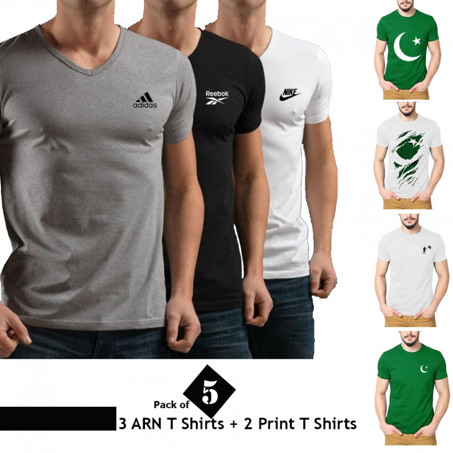 Pack of 5 Printed Short Sleeves T-shirt