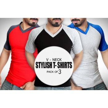 Pack of 3 V-Neck Stylish T-Shirt 