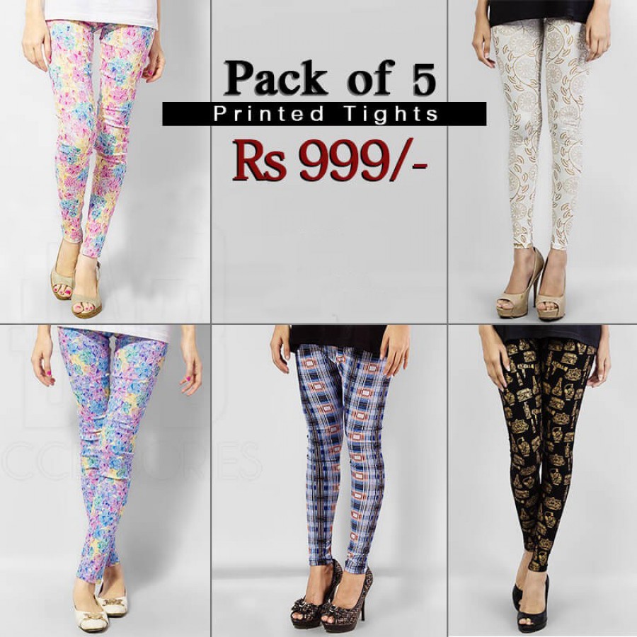 Pack of 5 Printed Tights