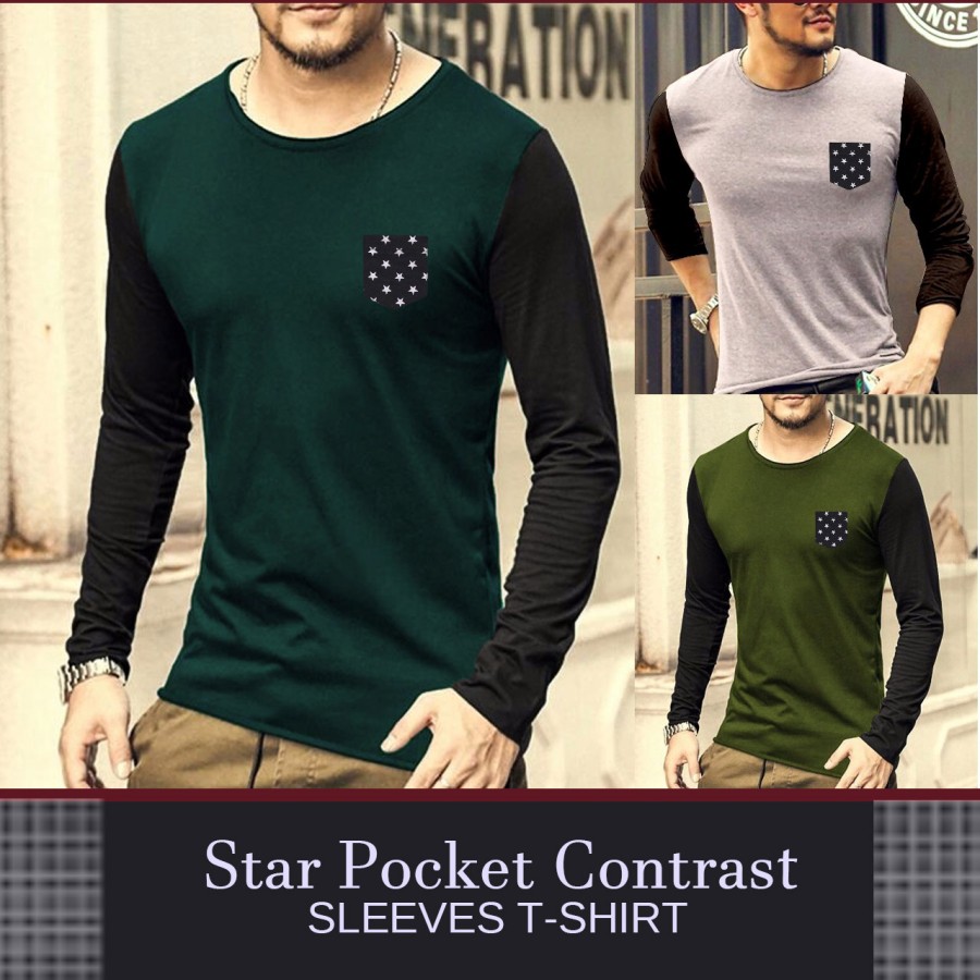 Pack of 3 Star Pocket Contras Sleeve T.Shirt