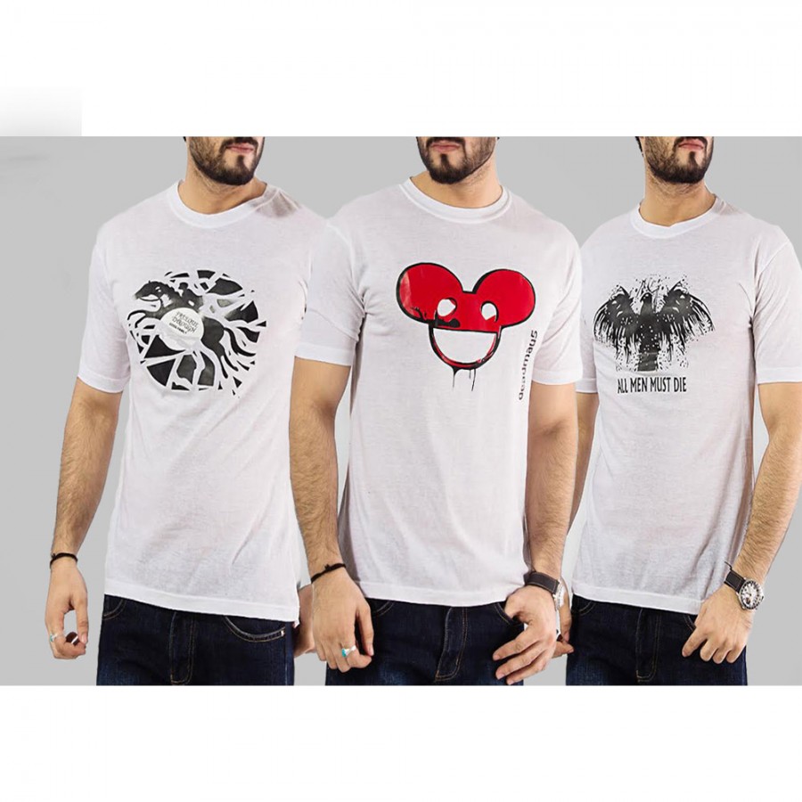 Pack Of 3 White Cotton Printed T-Shirts