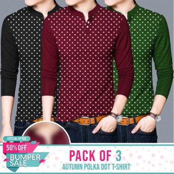 Pack of 3 | Stylish Polka Dots T-Shirts - BUMPER DISCOUNT SALE