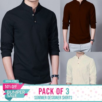 Pack Of 3 Summer Designer Shirts- Bumper Discount Sale