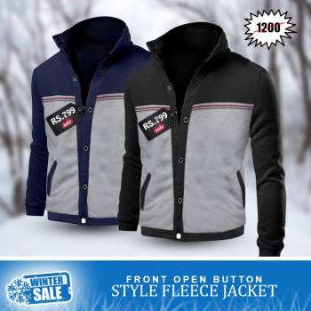Front Open Button Style Fleece Jacket - Winter Sale
