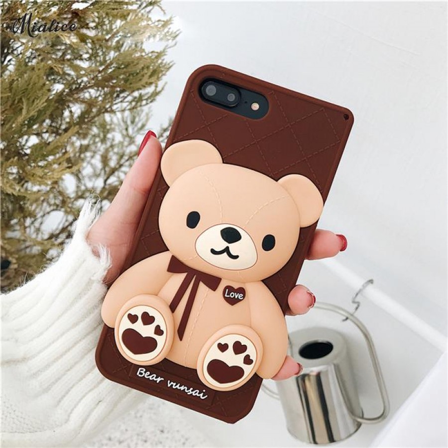 ( PK019 ) Chocolate Bear case  3d silicon case Chocolate Cute Bear case