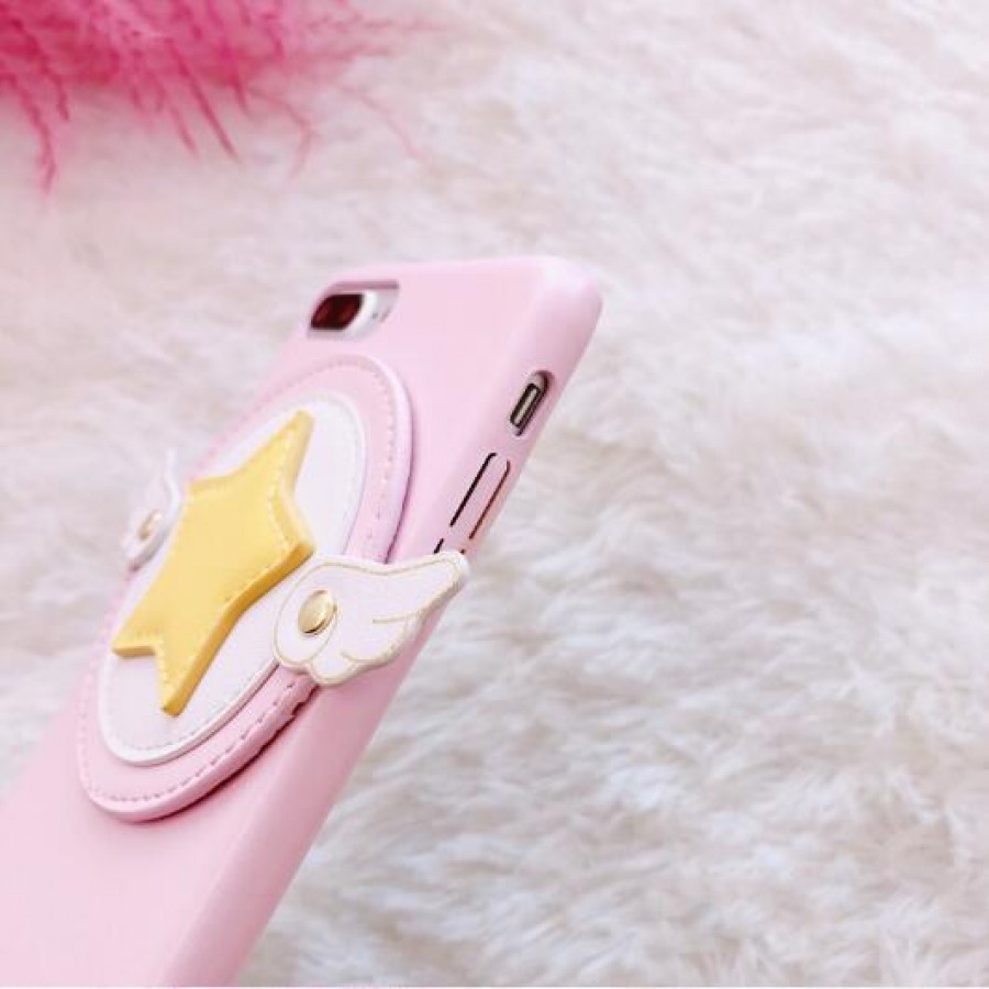PK012 Star Wings Pink 3d silicon case  SIlicon 3d case in Pink color with yellow star and white wings