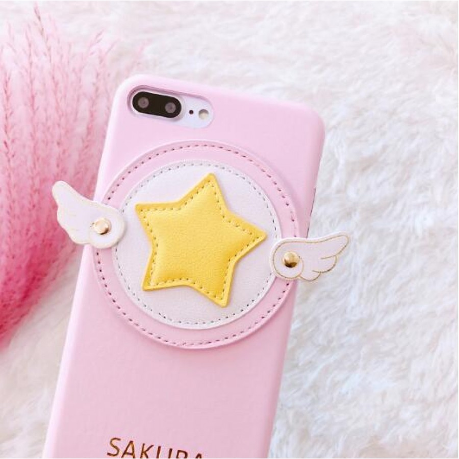 PK012 Star Wings Pink 3d silicon case  SIlicon 3d case in Pink color with yellow star and white wings