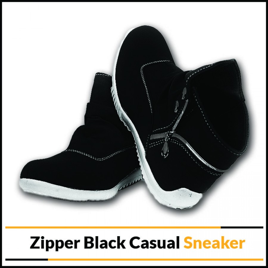 Zipper Black Casual Sneaker