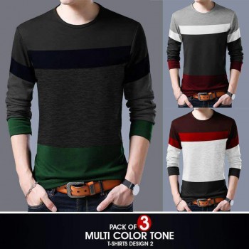 Pack of 3 ( Multi Color Tone T-Shirts ) Design 2