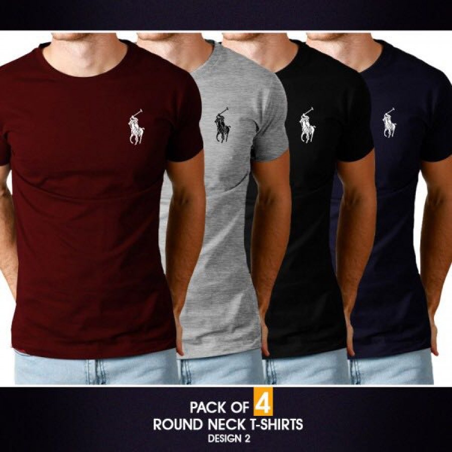 Pack of 4 round neck half sleeves t-shirts ( Design 2)