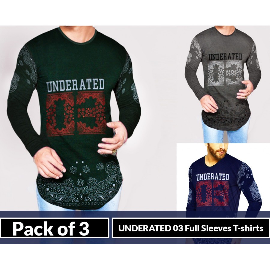 Pack Of 3 ( Underated 03 Full Sleeves  T-shirts )