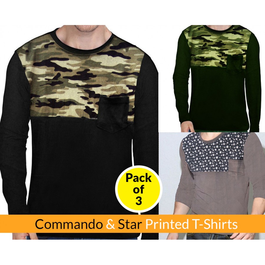 Pack Of 3 ( Commando & Star Printed T-shirt)