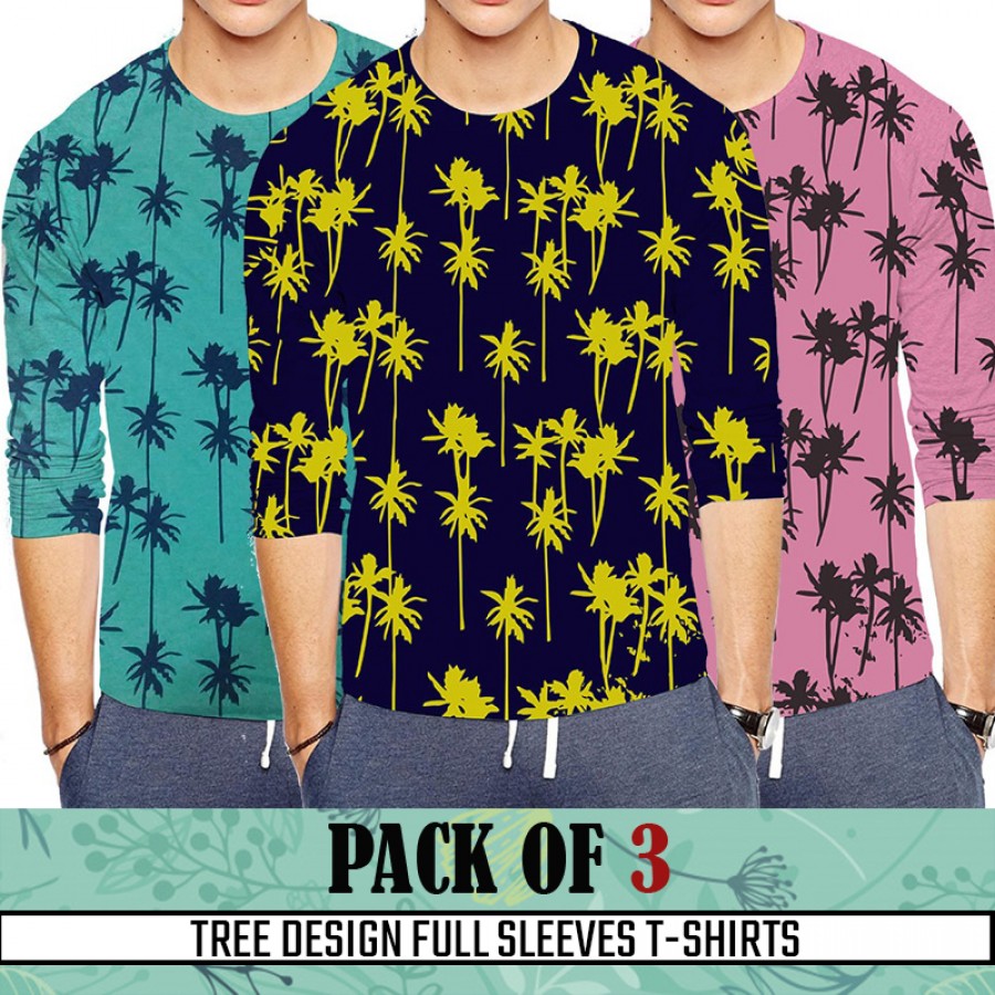Pack Of 3 ( Tree Design Full SleevesT- shirt)