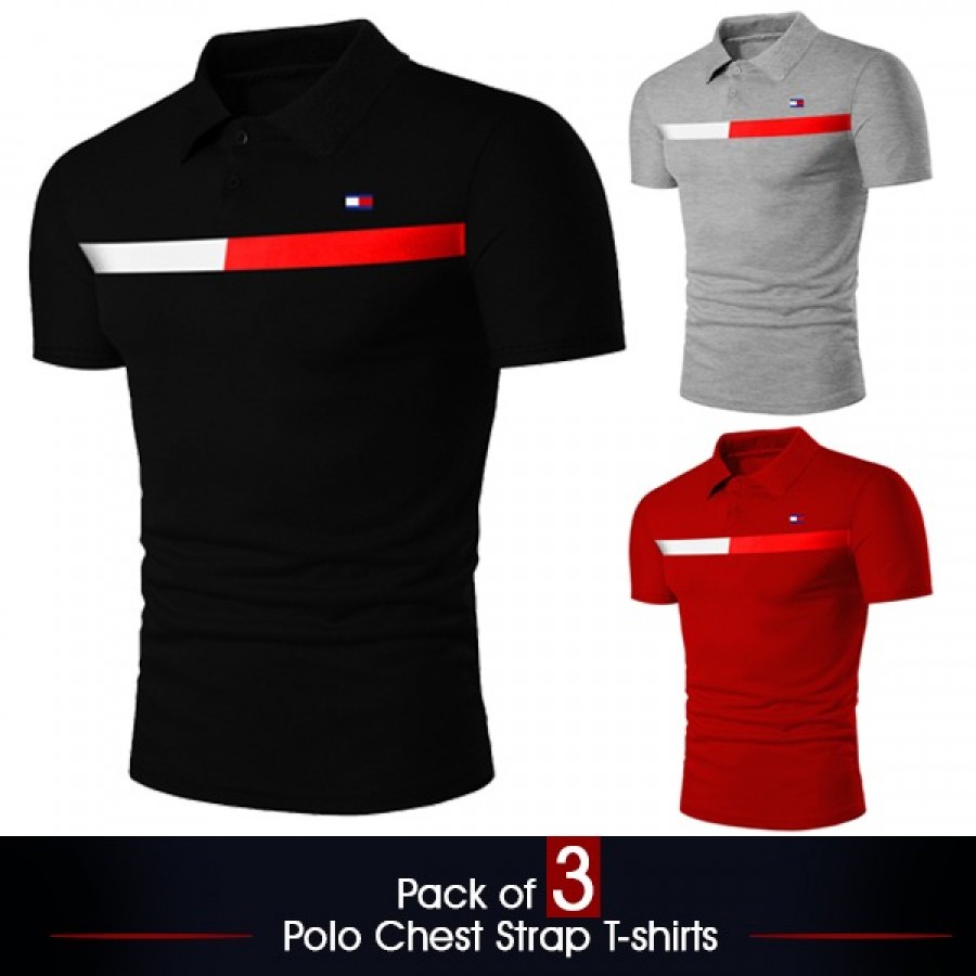 Pack Of 3 ( Polo Chest Starp T-Shirts)