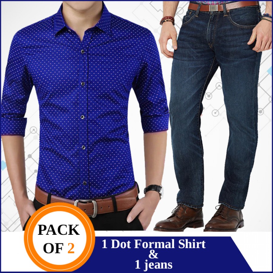 pack OF 2 ( 1 Jeans 1 Dot formal shirt  )