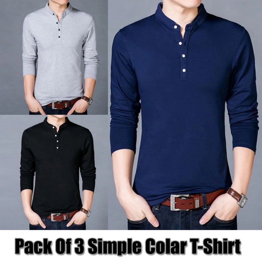 PACK OF 3  ( Simple Collar  T-Shirts )