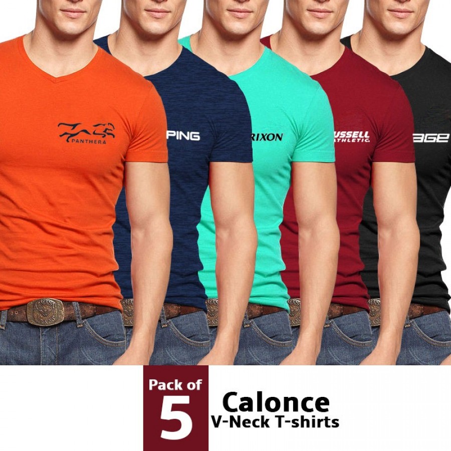 Pack Of 5 Calonce V-Neck T-shirts
