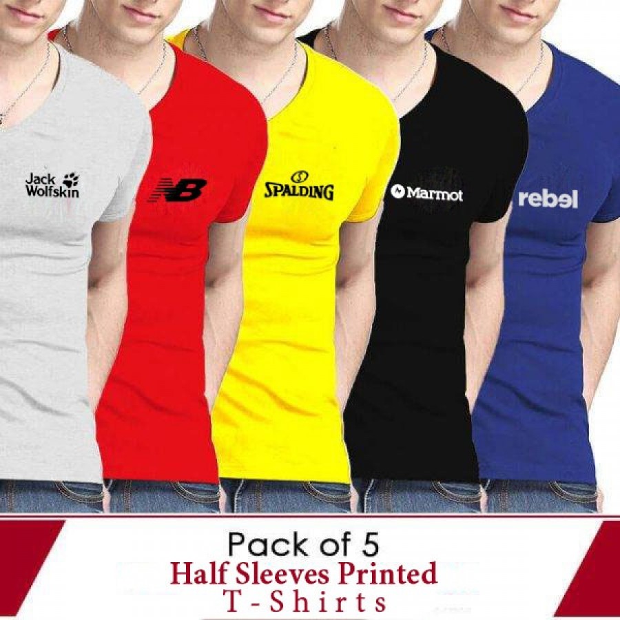 Pack of 5 Half Slevees Printed T-Shirts