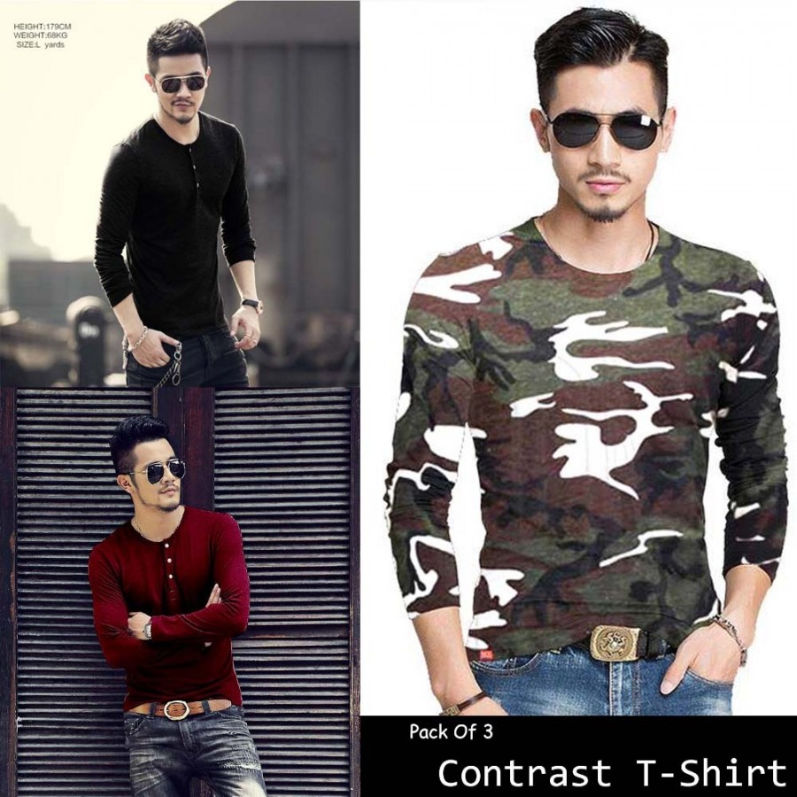 Pack of 3 Contrast T-Shirts
