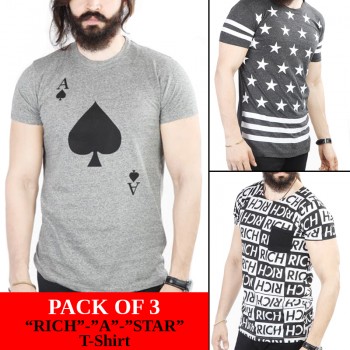 Pack of 3 “Rich”- “A” -Star” tshirt