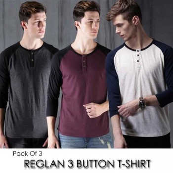 Pack of 3 Reglan 3 Button T-Shirt