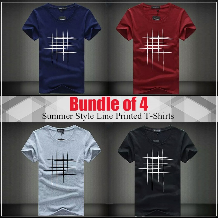 Pack of 3 Summer style line printed t-shirts