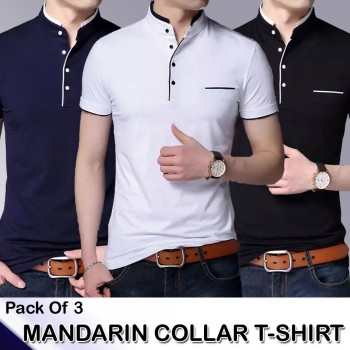 Pack of 3 Mandarin Collar T-shirt