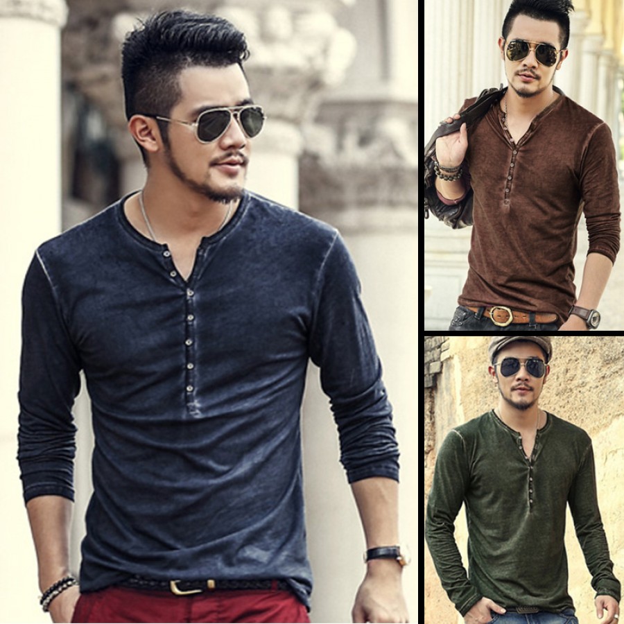 Pack of 3 Casual Long Sleeve Texture T-Shirts