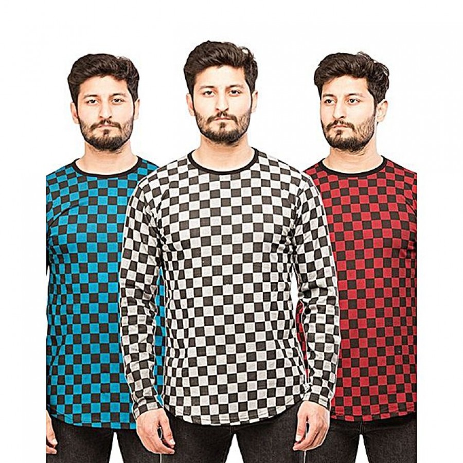 Pack of 3 Small Chekquered full sleeves T-Shirts