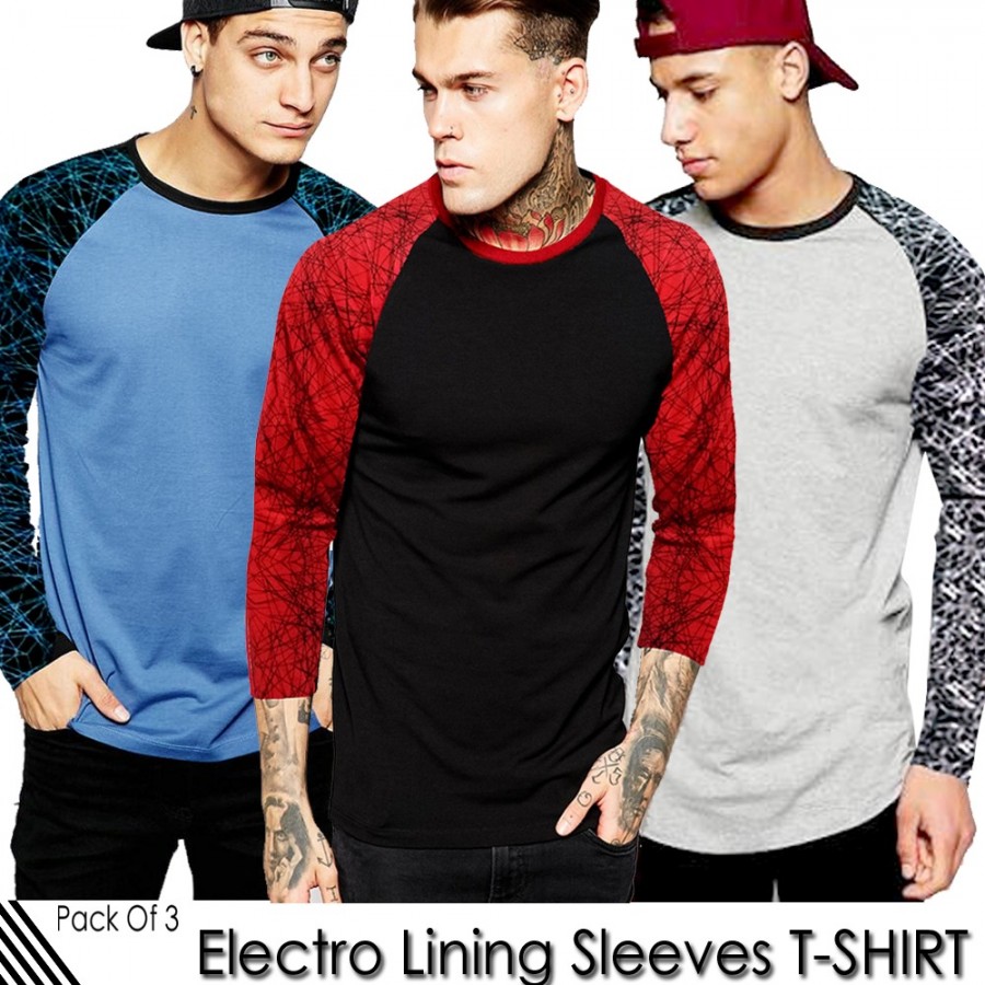 Pack of 3 Electro Lining Sleeves T-Shirts