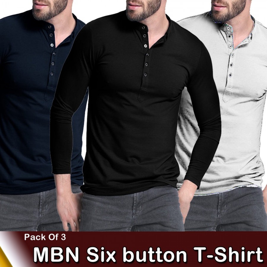 Pack of 3 MBN six button T-shirt