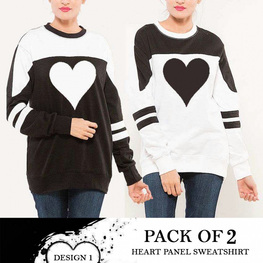Pack Of 2 Heart Panel SweatShirt