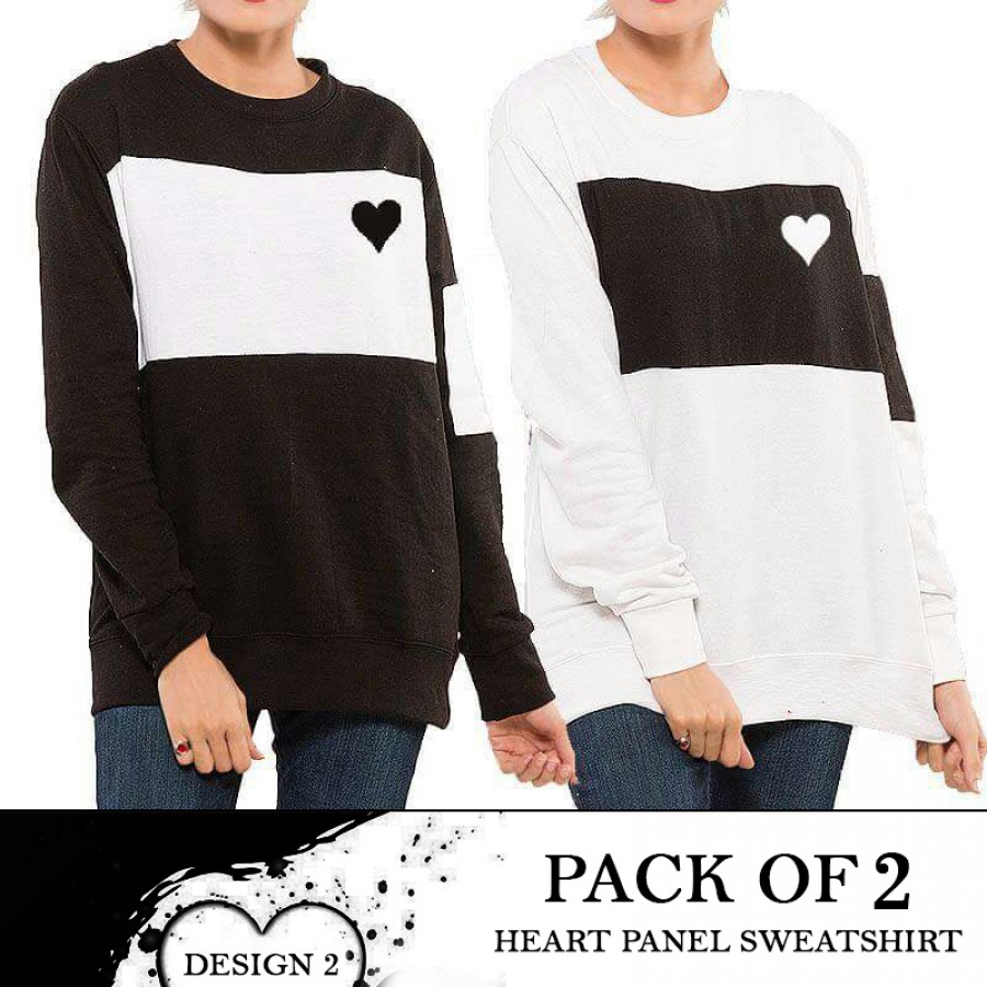 Pack Of 2 Heart Panel SweatShirt Design 2