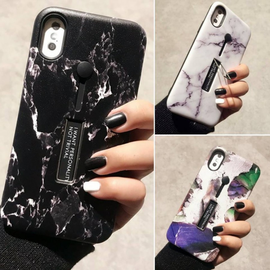 PK013 Marble design printed case with holder  Marble design printed pattern case with finger holder for good support 