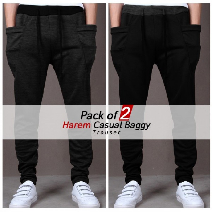 Pack of 2 Harem Casual Baggy Trouser