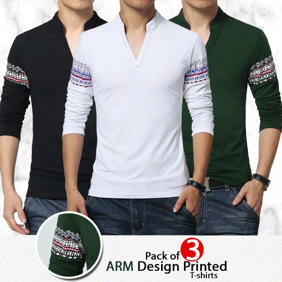 Pack Of 3 ARM Design Printed T-Shirt