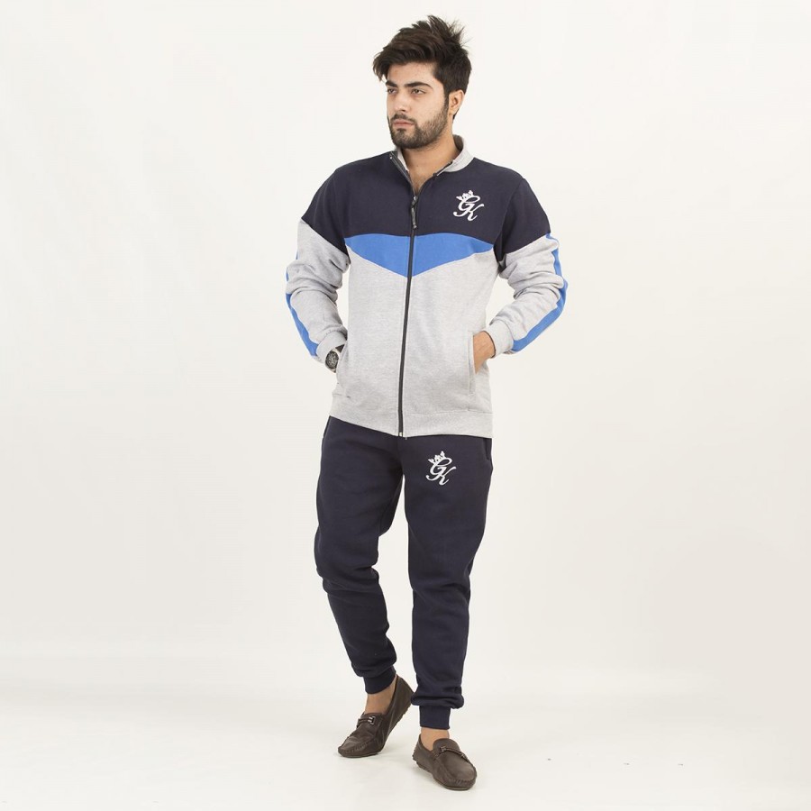Grey GK Multicolour Fleece Winter Designer 2020 Track Suit With Jacket And Trouser For Men - Design 3