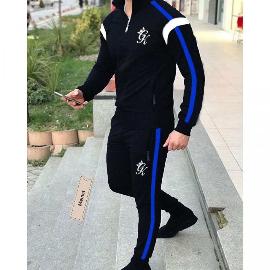 Black GK Multicolour Fleece Winter Designer 2020 Track Suit With Jacket And Trouser For Men - Design 4