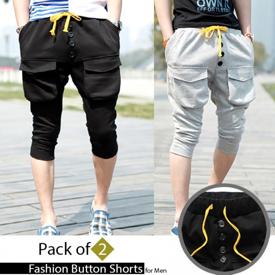 Pack of 2 Fashion Button Shorts for Men
