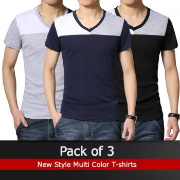 Pack of 3 New Style Multi Color-T-shirts