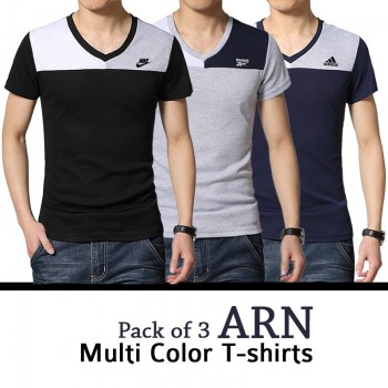 Pack of 3 Branded Multi Color-T-shirts