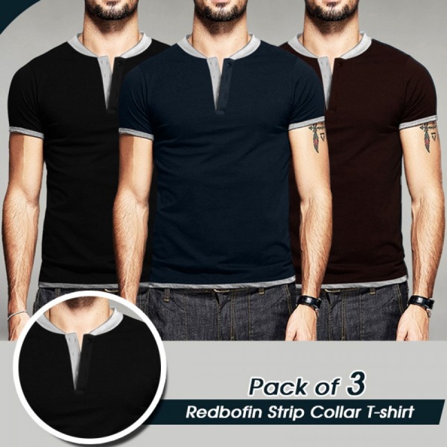 Pack of 3 BBN Henley Collar T Shirts