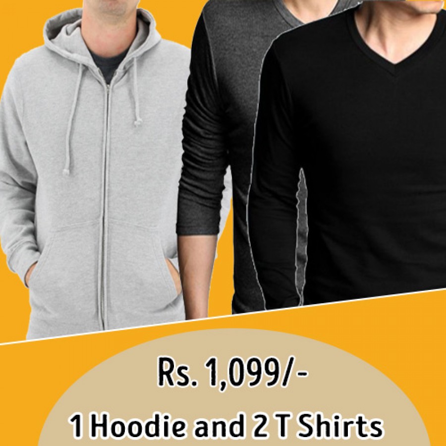 Pack of 3 (Hoodie and 2 Full Sleeves T Shirts)