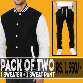 Pack of 2 (1 Baseball Jacket + 1 Sweat Pant)
