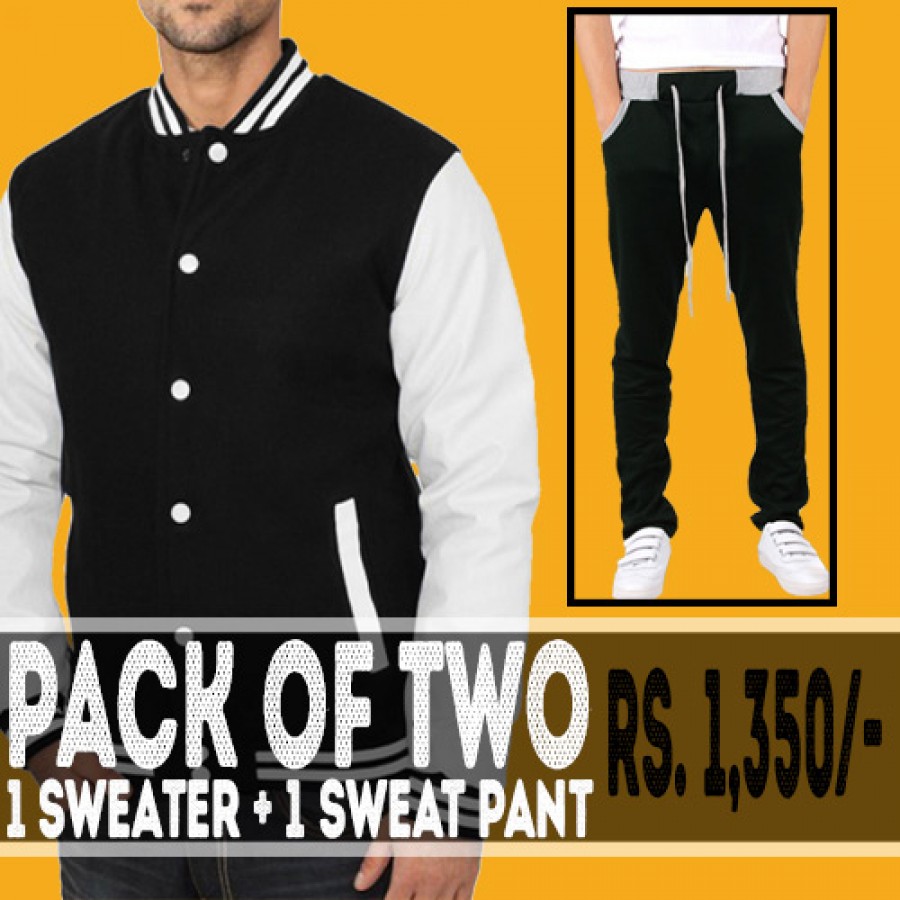 Pack of 2 (1 Baseball Jacket + 1 Sweat Pant)