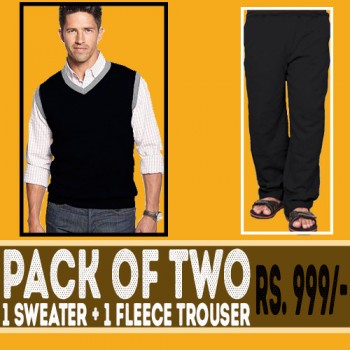 Pack of 2 (1 Sleeveless Sweater + 1 Fleece Pajama)