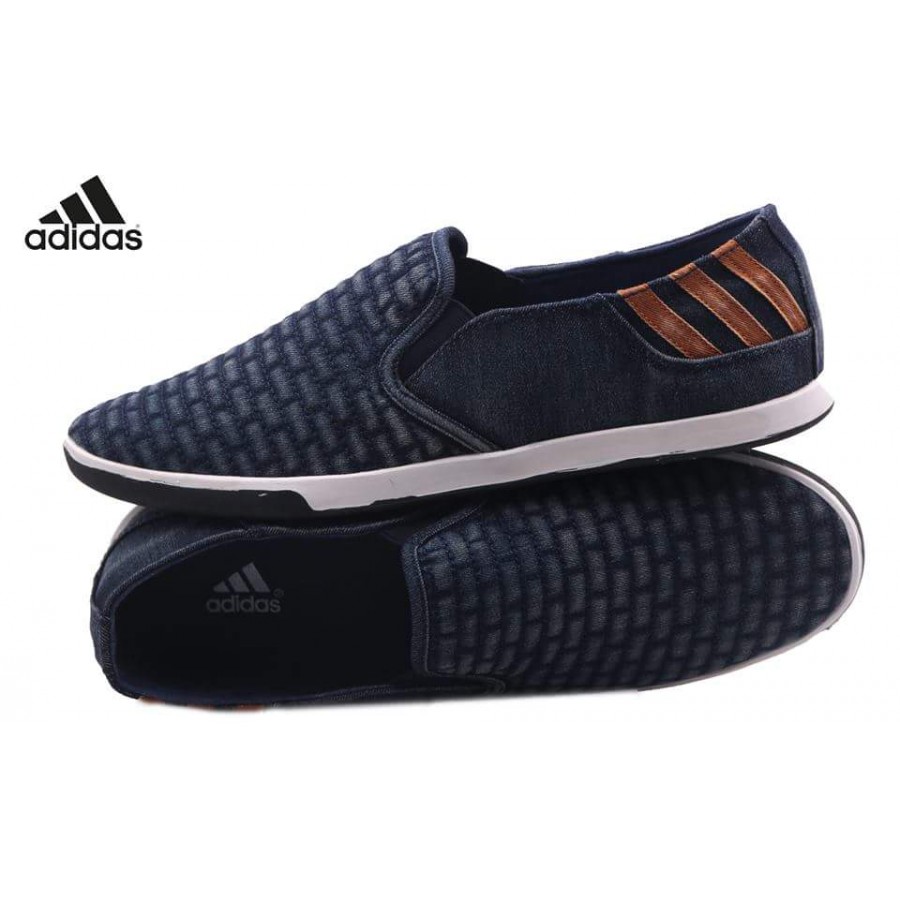 Adidas Blue Suede Back Striped Loafer Shoes AD2