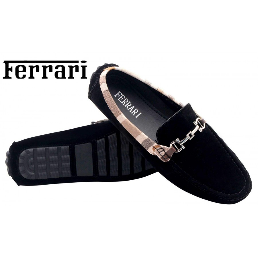 Ferrari Men Black and Copper Shoes F10