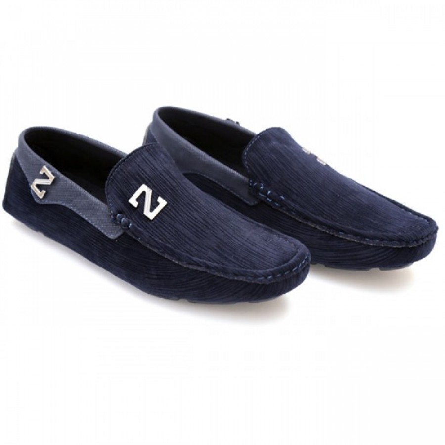 Zara Blue Stiched Textured Design Loafers Z4